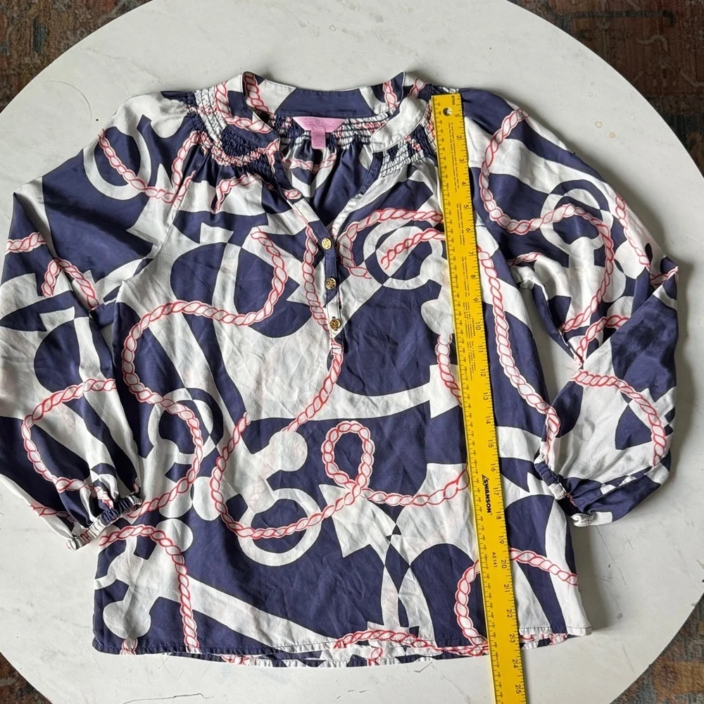Lilly Pulitzer Navy and White Rope Print Blouse - Picture 13 of 15